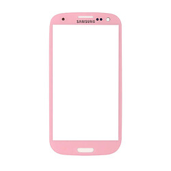 Vitre écran de façade rose + adhésif pour Samsung Galaxy S3 I9300 I9305