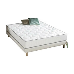 Avis DEKO DREAM Ensemble Matelas ressorts + Sommier tapissier 140 x 190 cm - Confort équilibré - Epaisseur 23 cm - Galon gris