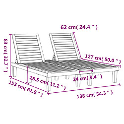 vidaXL Chaise longue double noir 155x138x83 cm polypropylène pas cher