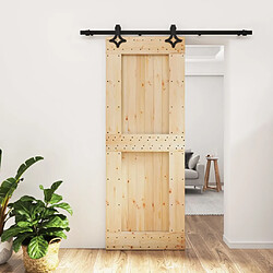 vidaXL Porte coulissante et kit de quincaillerie 80x210 cm pin massif