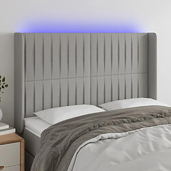 Maison Chic Tête de lit scandinave à LED,meuble de chambre Gris clair 147x16x118/128 cm Tissu -MN43389