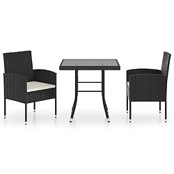 Salle à dîner de jardin 3 pcs,Table et chaise à manger Résine tressée Noir -MN84324