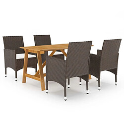 Salle à manger de jardin 5 pcs,Table et chaise à dîner Marron -MN57569