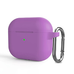 Coque en silicone anti-poussière, avec mousqueton violet pour votre Apple AirPods 3