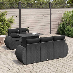 vidaXL Salon de jardin 6 pcs avec coussins noir résine tressée