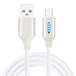 Acheter Wewoo Câble USB Micro USB Interface Chapiteau en alliage de Zinc Lumineux Intelligent Extinction automatique Câble de données de charge blanc