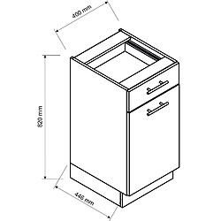 Pegane Meuble bas de cuisine avec 1 porte et 1 tiroir coloris blanc - longueur 40 x profondeur 44,60 x hauteur 82 cm