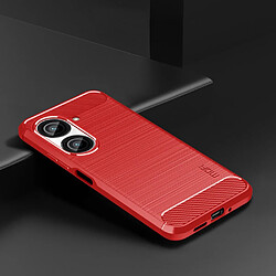 Coque en TPU MOFI surface brossée, texture fibre de carbone, anti-chutte pour votre Asus Zenfone 9 5G - rouge