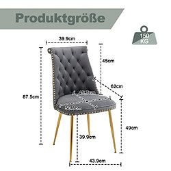 Avis ComfortXL Chaise En Velours Doux - Ensemble De 2