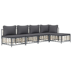 Avis Maison Chic Salon de jardin 5 pcs + coussins - Mobilier/Meubles de jardin - Table et chaises d'extérieur anthracite résine tressée -MN19836