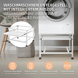 ML-Design Socle de machine à laver avec étagère extensible base sèche-linge en acier blanc