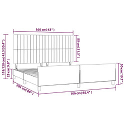 vidaXL Cadre de lit sans matelas marron foncé 160x200 cm tissu pas cher