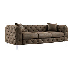 Avis Vente-Unique Canapé 3 places chesterfield en microfibre aspect cuir vieilli EDWINA