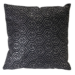 Mendler Coussin de décoration, aspect baroque, coussin avec bourrage, noir, effet brillant 45x45cm