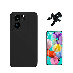 Kit Film de Hydrogel Étui Complète Devant + Étui Silicone Liquide + SuppOrt Magnétique Renforcé Phonecare pour Xiaomi 13T - Noir