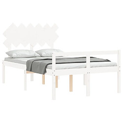 Acheter Maison Chic Lit adulte - Cadre Structure de lit avec tête de lit Contemporain blanc double bois massif -MN97283