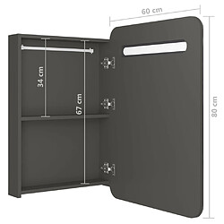 vidaXL Armoire de salle de bain à miroir LED anthracite 60x11x80 cm pas cher