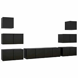 Maison Chic Ensemble de meubles TV 8 pcs | Banc TV Moderne pour salon | Meuble de Rangement - Noir Aggloméré -MN32818