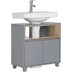 SoBuy BZR148-DG Meuble sous Lavabo de Salle de Bain, Meuble sous Vasque à 2 Portes, Placard Armoire de Rangement Meuble évier de Cuisine, L60 x P30 x H61 cm, Gris