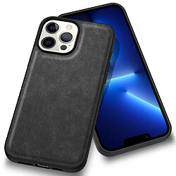 Coque en TPU + PU anti-rayures, anti-empreintes digitales, rétro pour votre iPhone 13 Pro Max 6.7 pouces - noir