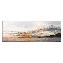 Pegane Tableau peinture à l'huile sur toile, peinte à la main avec cadre en bois noir - Longueur 180 x Profondeur 3.5 x Hauteur 50 cm