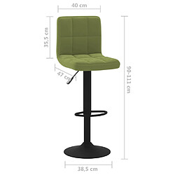 vidaXL Tabouret de bar Vert clair Velours pas cher