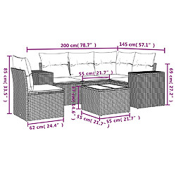 Avis Maison Chic Salon de jardin 6 pcs avec coussins | Ensemble de Table et chaises | Mobilier d'Extérieur gris résine tressée -GKD98044