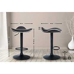 Decoshop26 Tabouret de bar x1 assise ergonomique en PVC noir pied en trompette en métal noir 10_0005383