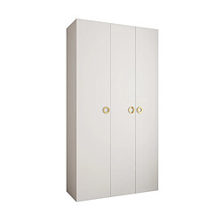 Abiks Meble Armoire à portes battantes Como 1 245,5/130/40 3 portes (blanc/doré)