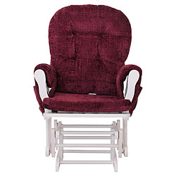 Mendler Fauteuil relax HWC-C76, fauteuil à bascule Fauteuil à bascule avec pouf Tissu/Textile chenille (465g/m²) ~ bordeaux, piètement blanc pas cher