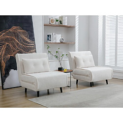 Vente-Unique Fauteuil convertible en tissu bouclette ivoire URIBIA