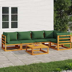 Maison Chic Salon de jardin 6 pcs + coussins - Mobilier/Meubles de jardin - Table et chaises d'extérieur vert bois massif -MN58685