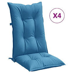 vidaXL Coussins de chaise à dossier haut lot de 4 bleu mélangé tissu