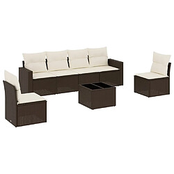 vidaXL Salon de jardin avec coussins 7 pcs marron résine tressée