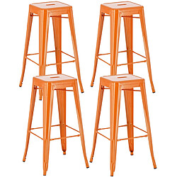 Decoshop26 Lot de 4 tabourets de bar style industriel avec repose-pieds en métal orange TDB10290