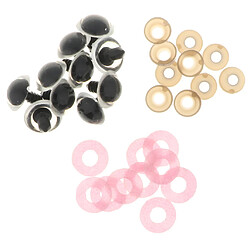 10pcs yeux de jouets de sécurité en plastique + non tissés paillettes + rondelle 16mm rose