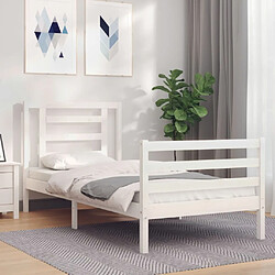 Maison Chic Cadre/structure de lit avec tête de lit pour adulte - Lit Moderne Chambre blanc petit simple bois massif -MN77842