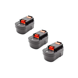 vhbw 3x NiMH batterie 1500mAh (14.4V) pour outil électrique outil Powertools Tools Black & Decker HP148F2, HP148F2B, HP148F2K, HP148F2R, HP148F3B