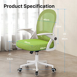 BIGZZIA Chaise de bureau | Fauteuil avec housse en maille respirante | ergonomique | accoudoirs rabattables & réglable en hauteur | Vert pas cher