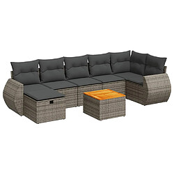 vidaXL Salon de jardin 8 pcs avec coussins gris résine tressée