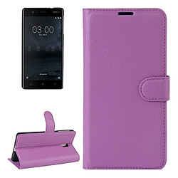 Wewoo Housse Étui Violet pour Nokia 3 Litchi Texture en cuir flip horizontal avec support et Slots de cartes Portefeuille