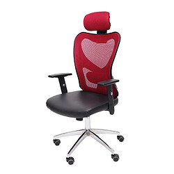 Decoshop26 Fauteuil chaise de bureau sur roulettes pivotante appui tête accoudoirs synthétique rouge 04_0001898