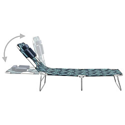 Avis Helloshop26 Transat chaise longue bain de soleil lit de jardin terrasse meuble d'extérieur avec coussin de tête acier motif de feuilles 02_0012444