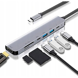 GUPBOO Adaptateur 7 en 1 Hub USB-C HDMI 4k PD SD 2x USB 3.0,JL2847