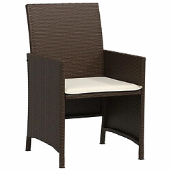 Maison Chic Ensemble de bistro 3 pcs avec coussins,Table + chaises + coussins de jardin marron résine tressée -GKD269502 pas cher