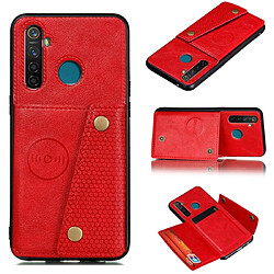 Wewoo Coque Rigide Pour OPPO Realme 5 Pro Etui de protection magnétique antichoc en PU + TPU avec fentes cartes Rouge