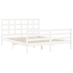 Maison Chic Lit adulte - Cadre Structure de lit avec tête de lit Contemporain blanc 160x200 cm bois massif -MN93779 pas cher