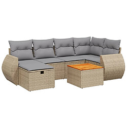 Maison Chic Ensemble à manger d'extérieur 7 pcs avec coussins,Salon de jardin,Mobilier de jardin mélange beige résine tressée -GKD354084