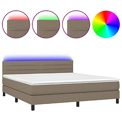 vidaXL Sommier à lattes de lit et matelas et LED Taupe 160x200cm Tissu