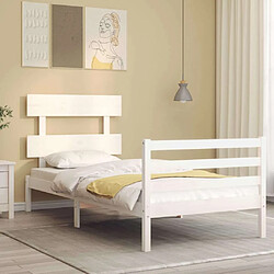 Maison Chic Lit adulte - Cadre Structure de lit avec tête de lit Contemporain blanc 90x200 cm bois massif -MN27295